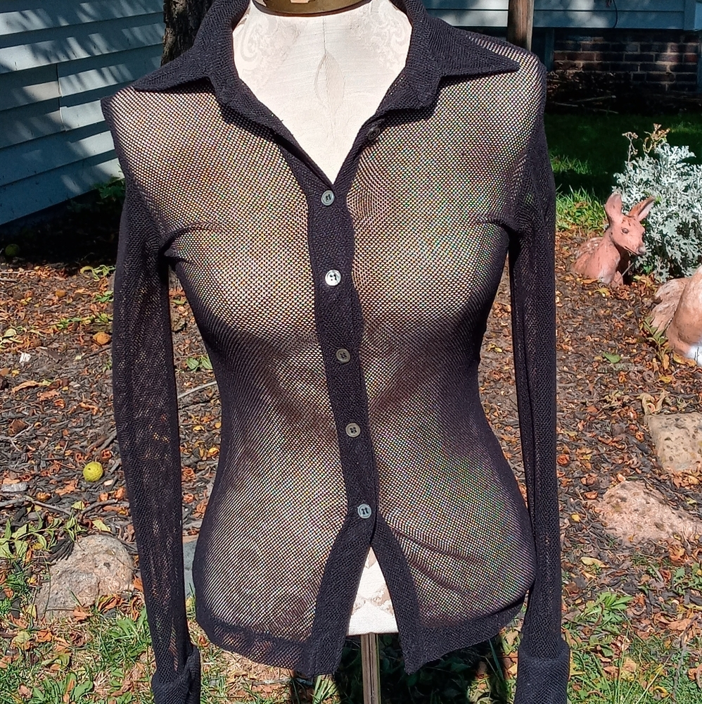 Fishnet button down